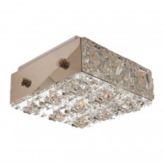 Square facet cut crystal flush mount